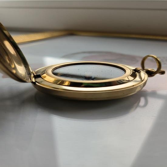 Латунный кнопочный карманный компас Полировка латуни 5,08 см