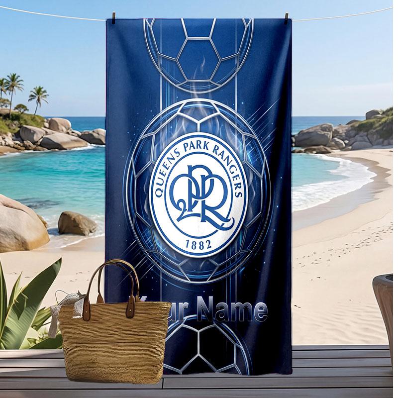 Queens Park Rangers FC Personalized Printed Beach Towel Soccer Logo Support Custom Name Text Absorbent Towel For Sport Travel Special Gift