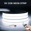 Dimmable RF Remote USB 5V COB LED Strip Light Waterproof Soft Pure Silicone Tube Neon Tape For Kitchen Room Decor Backlight