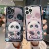 Стеклянный чехол для телефона с милой пандой и металлической краской для iPhone 15 14 13 12 11 Pro Max противоударный чехол