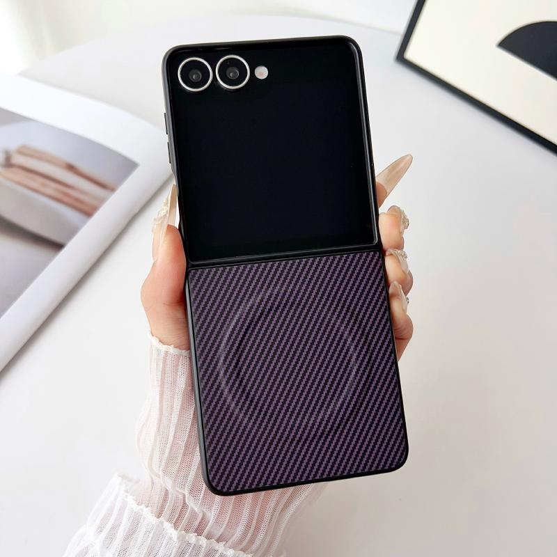 Роскошный кожаный чехол из углеродного волокна для телефона Samsung Galaxy Z Flip 8 7 FE 6 5 4 3 Для Magsafe Магнитная беспроводная зарядка Чехол
