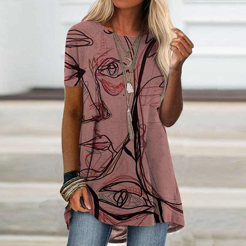 Женская футболка с принтом «мрамор» 3D Футболка Женская мода Абстрактные футболки с изображением лица Женские топы Футболки Винтажная футболка Повседневная свободная