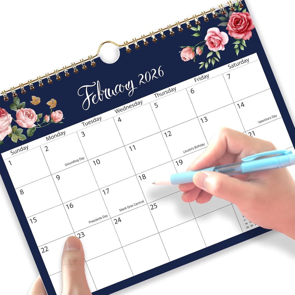 2026 Calendar - 2026-2027 Wall Calendar Runs from January 2026 to June 2027, 8.5" x 11", Floral Calendar for Wall or Desk, Feminine Design for