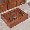 12 Grid/9 Grid 1pc jewelry&Tea&Spices Wooden Storage Showcase Box with Transparent Lid, Vintage Multifunctional Storage Home Furnish.