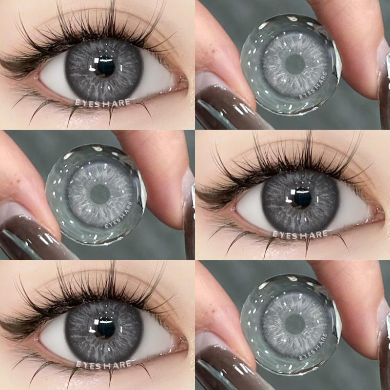 2Pcs Natural Green Colored Contacts Blue Lenses Korean Brown Eye Contacts Yearly Lens Makeup Gray Pupils Use for Eye