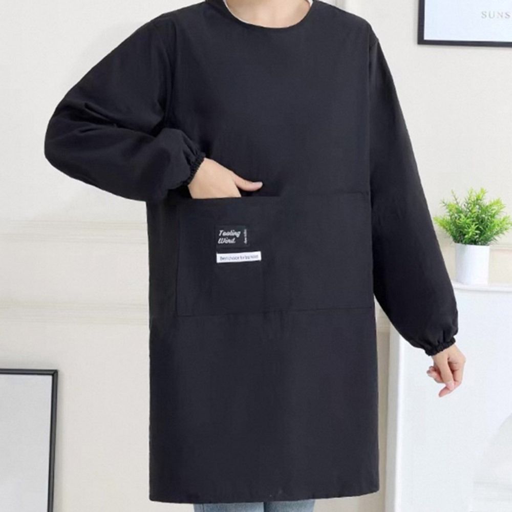 Solid color Kitchen Apron Waterproof Anti-fouling Cooking Baking Bibs Long Sleeve Breathable Coffee House Aprons