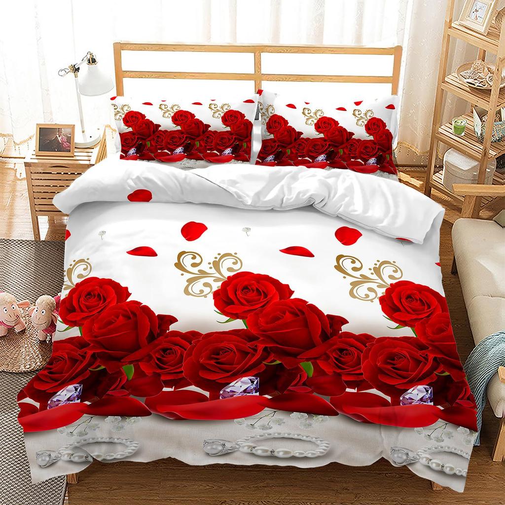 Purple Butterfly Three-Piece Quilt Cover Digital Printing Bedding Set Dream Heart Bed Cover
