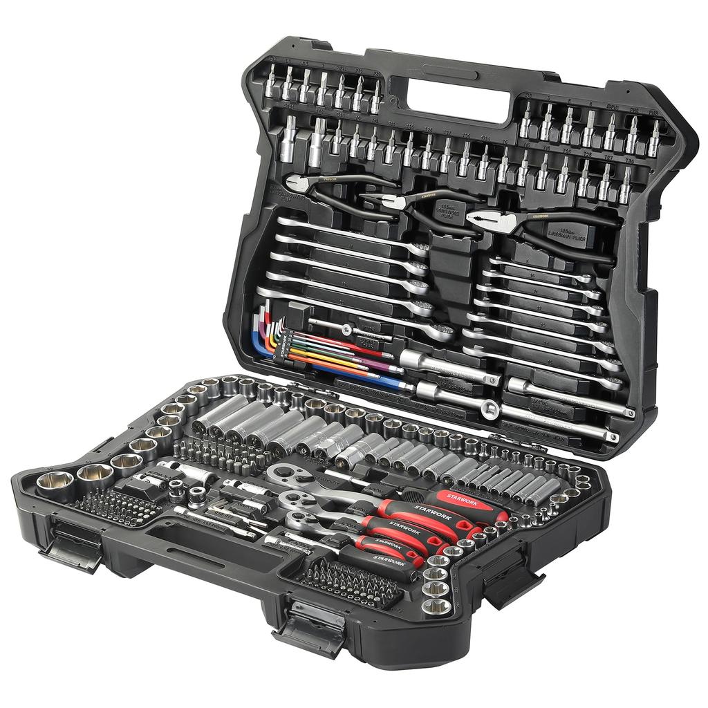 STARWORK TRUE Socket Wrench Set Ratchet Wrench Tool Set Automobile and Motorcycle Tool Set Work Tools with Special Storage Case 314 Piece Set