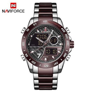 Naviforce 9171 NF9171 Роскошные наручные часы Модные Водонепроницаемые Светящиеся стрелки Кварцевые Цифровые Двойной дисплей Часы для мужчин Montre Reloj