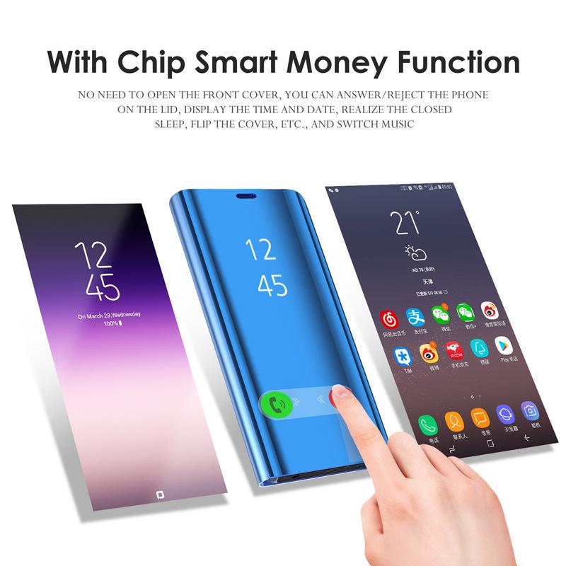 Smart Mirror Anti Drop Phone Case for Samsung Huawei Honor Xiaomi Redmi iPhone OnePlus Cover Magnetic Flip PU Leather