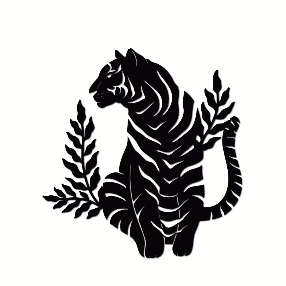 1 шт. Металлическое настенное искусство с тигром в стиле бохо, декор в виде дикой кошки, стильное искусство дикой природы, элегантное металлическое настенное украшение для уникального штриха