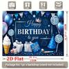 Elegant Navy-Blue Festive Backdrop with Sparkling Stars, Glossy Balloons, Striped Bunting, Lollipops, Ice Cream Cone, Gift Boxes, Party Hat