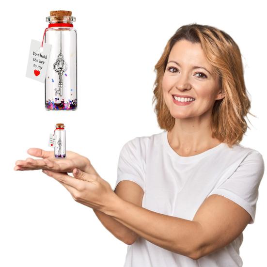 Романтический подарок на годовщину для нее, для него, у тебя есть ключ к моему сердцу. Бутылка, маленькая стеклянная банка желаний на День святого Валентина, годовщину, Рождество.