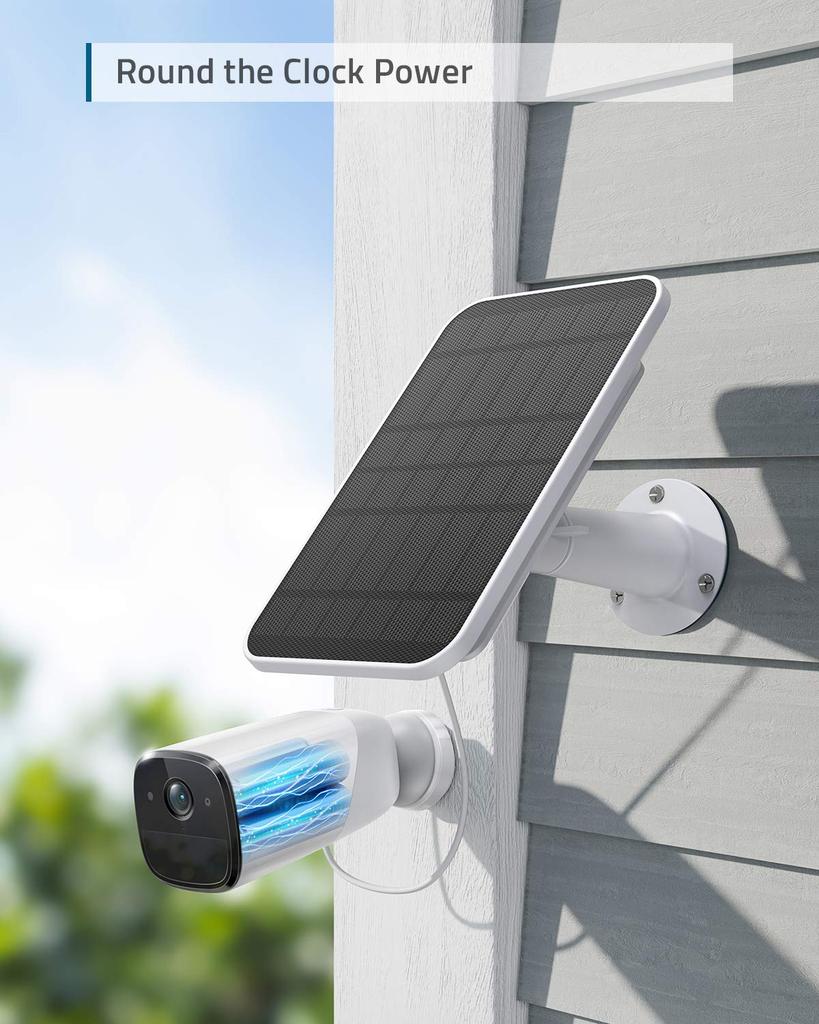 Сертифицированный eufy Security eufyCam Solar Совместимый с Непрерывным Питанием Солнечный IP65 для Наружного Наблюдения и Панель для Зарядки Камеры, eufyCam, Питание,