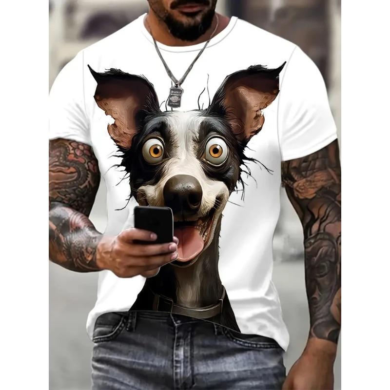 Летняя футболка с короткими рукавами и животными для мужчин, повседневная футболка с 3d узором и принтом, модная уличная одежда больших размеров, мужская футболка, спортивная одежда
