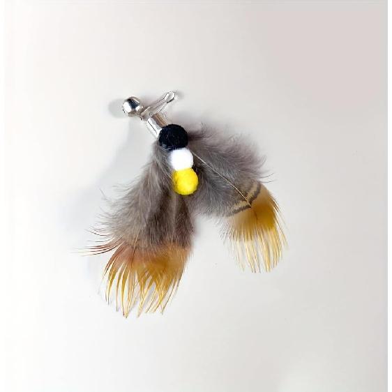 Cat ect Feather Toy Wand Replacement,Cat Toys Feather Refills,Set of 6 Replacement Heads with Bells,Natural Feather Interactive Cat Toys (Style A)