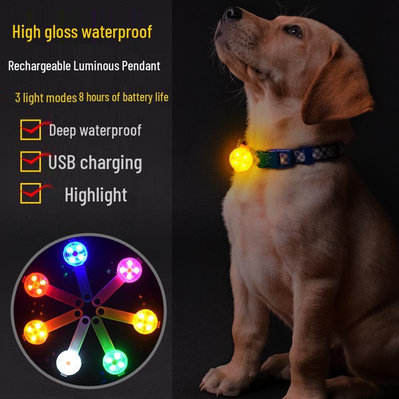 Luminous LED Silicone Dog Pendant: Anti-lost Fluorescent Flashing Charm Tag for Pets
