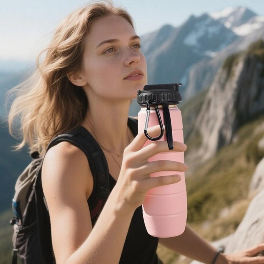 Silicone Sports Water Bottle 650ml Folding Water Cup Portable Foldable Water Bottle Cycling