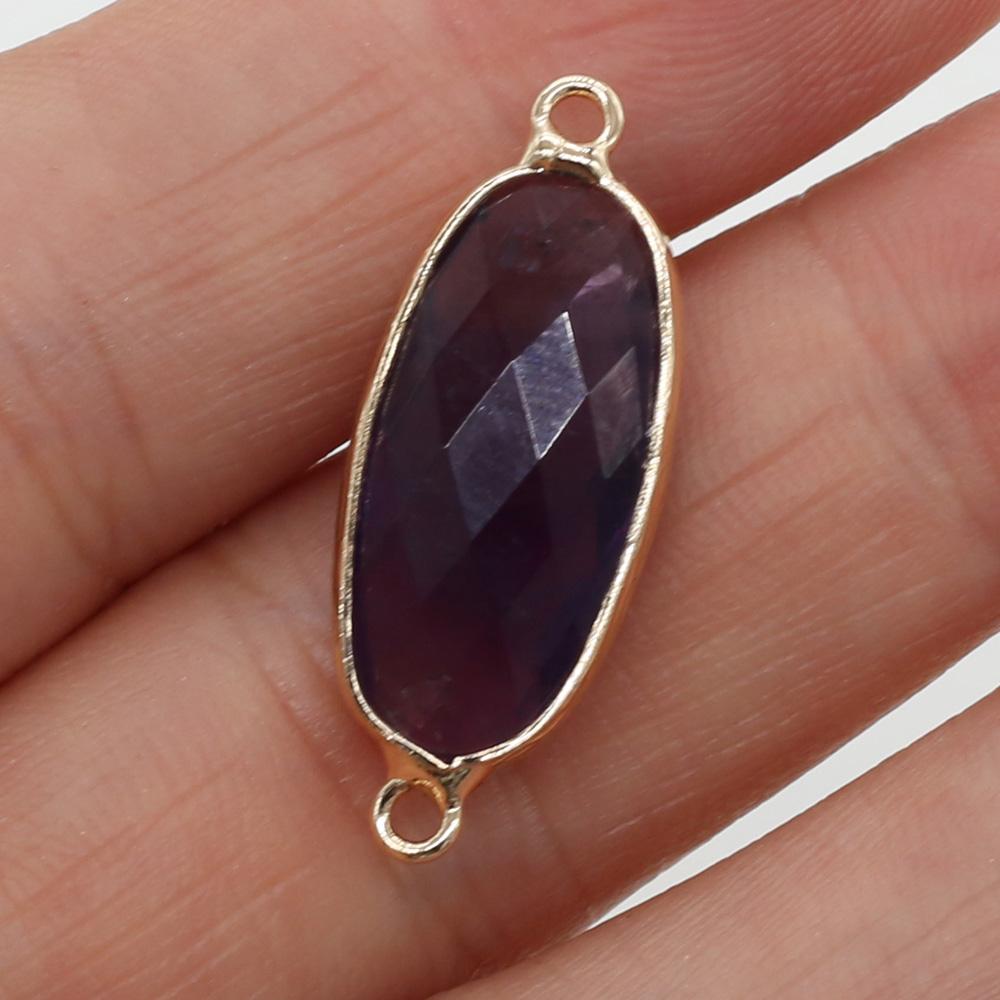 1/5 шт., овальный соединитель с подвеской из кристалла Рейки для исцеления, энергетический натуральный камень аметист, драгоценный камень, соединитель для изготовления ювелирных изделий, ожерелья, браслета своими руками
