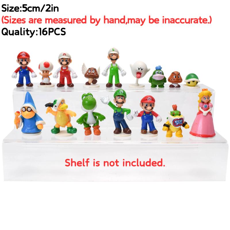 3-48 шт./комплект Фигурки Игрушки Марио Брос Принцесса Пич Боузер Гумба Милые Аниме Донки Конг Йоши Бу Бу Бу Туад Модель Кукла Подарки на День Рождения