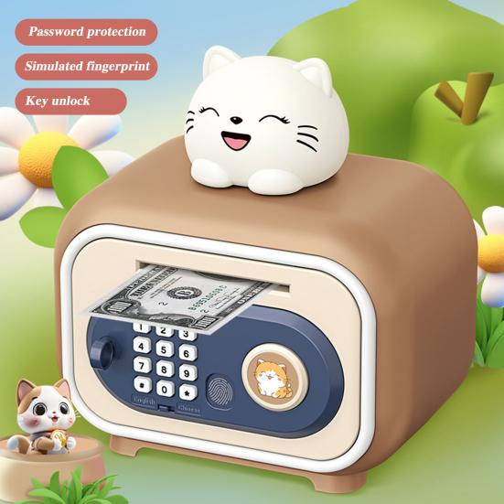 Детская игрушка-копилка, электронная наличка, монета, копилка, разблокировка отпечатком пальца, стиль банкомата, большая емкость, забавная копилка для мальчиков и девочек 6-12 лет