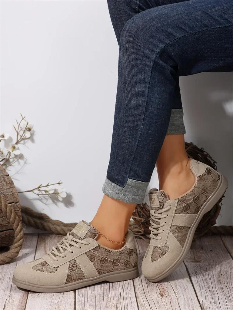 2024 Spring and Autumn Fashionable and Comfortable Retro Style Color Matching Wear-resistant Flat-soled Lace-up Casual Shoes