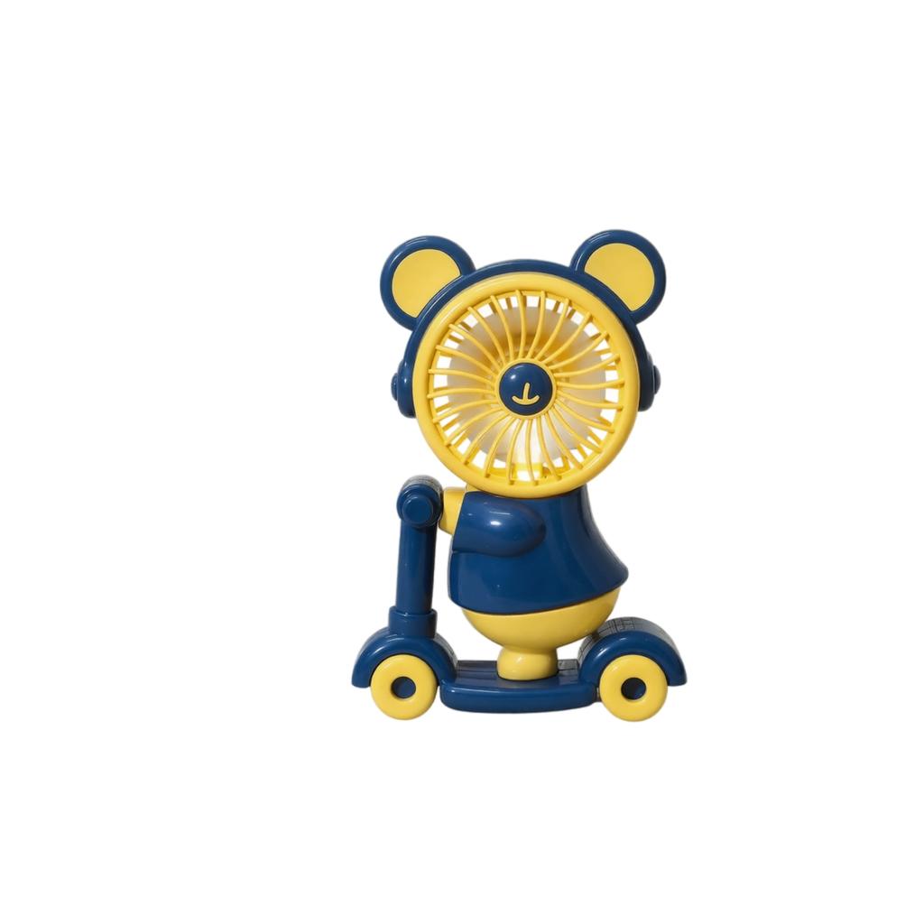 Portable Cartoon Bear Shaped Fan with Rechargeable Battery USB Powered Mini Desk Fan with Adjustable Speed for Home Office Travel