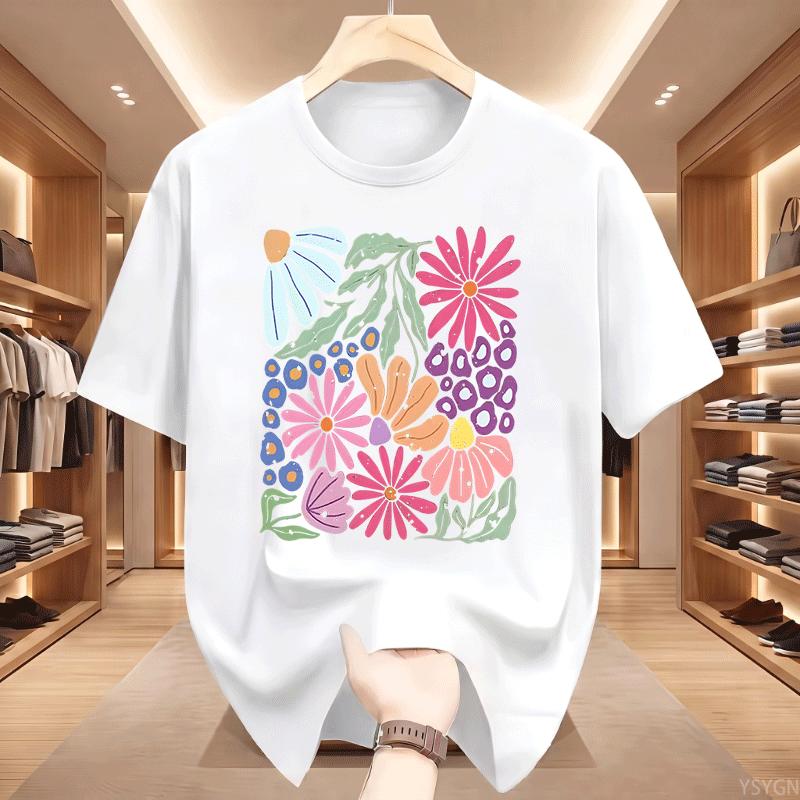 Trendy Boho Floral Tshirt Soft Flower Graphic Tshirt Cute Spring Garden Botanical Top Summer Short Sleeve Unisexs Clothing Tops