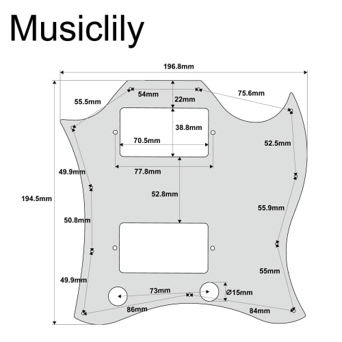 Musiclily Pro 11-Hole Full-Face Guitar Large Pickguard for EPI SG Standard Electric Guitars (Made In China) - 3-Piece Cream
