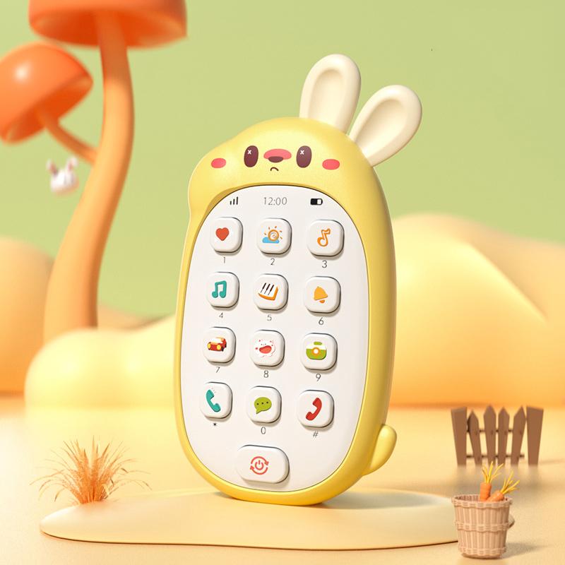 Детские игрушки-кролики, мобильные телефоны, детская жевательная головоломка, многофункциональный музыкальный телефон, для мальчиков и девочек, без батареек