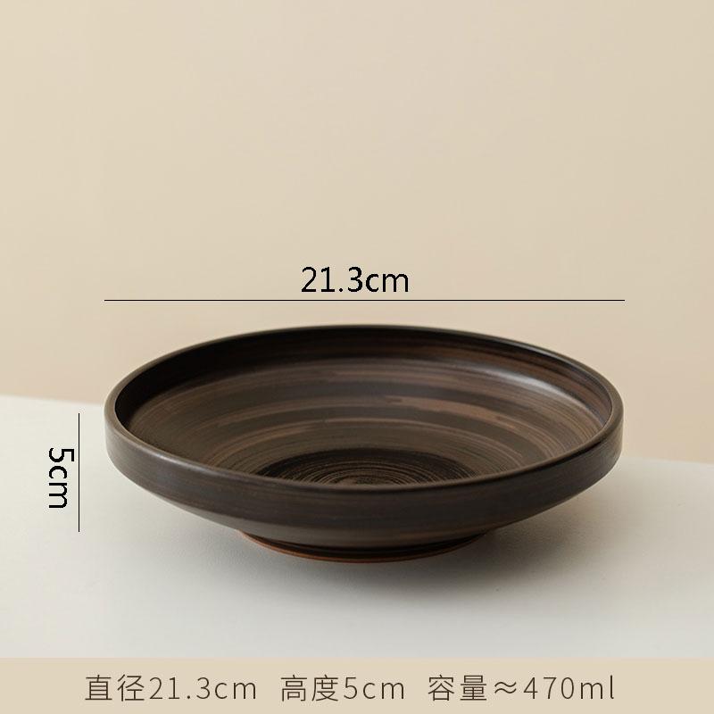 Винтажная грубая керамика глубокая тарелка креативная салатная тарелка на высокой ножке толстая суповая тарелка десертные тарелки фирменная посуда для отеля