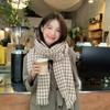 Korean Style Y2K Checkered Scarf Plaid Winter Cashmere Shawl Knitted Houndstooth Scarf  Unisex
