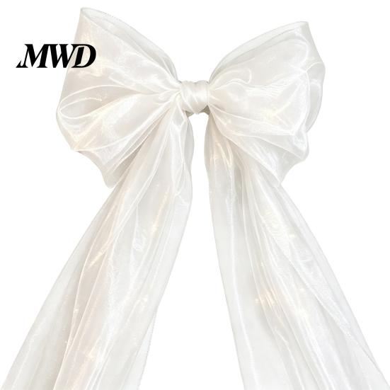 Big Fabric Bows for Birthday Events 79x20 Inch Giant Bow Christmas Tree Topper, Oversized Tulle Romantic Lawn Weddings Ornament with Long Streamer