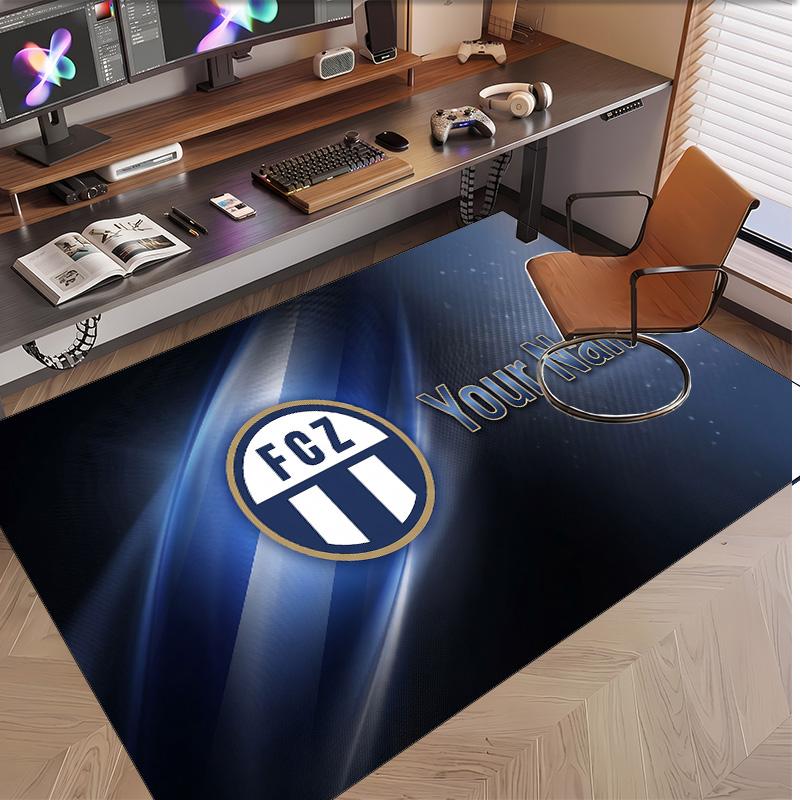 Personalized Crystal Velvet Carpet FC Zürich Pattern Non Slip Floor Rug