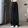 Wide Leg Pants for Women High Elastic Waist Casual Loose Straight Pants Satin Long Trousers for Summer Spring Fall