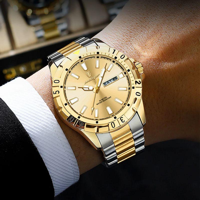 POEDAGAR Кварцевые мужские часы водонепроницаемые светящиеся дата недели мужские часы военные мужские часы из нержавеющей стали спортивные мужские часы