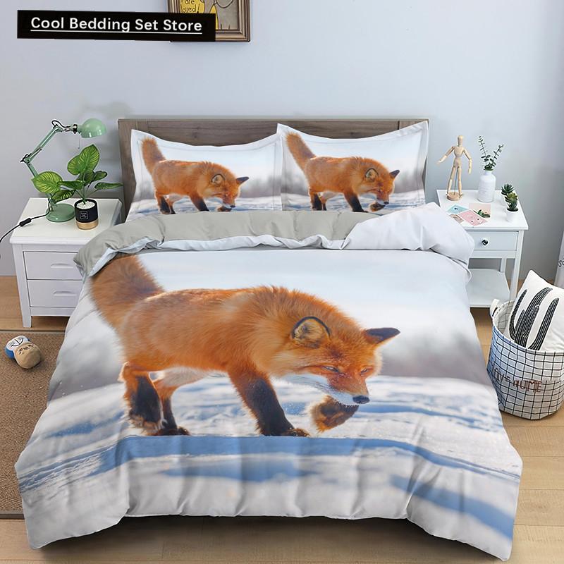 Постельное белье Животное Лиса Размер Кинг Квин 3D Милый Оранжевый Фенек Пододеяльник для Детей Подростков Взрослых Декор Спальни Покрывало