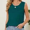Весна и лето Новый однотонный круглый вырез свободный безрукавный жилет футболка