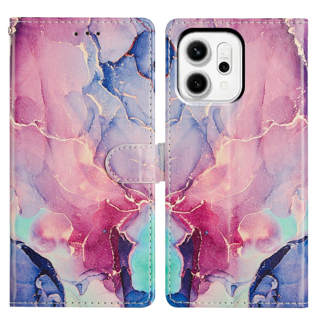 Для Oppo Reno14 5G (Глобальный) Чехол с рисунком, печатью, кошелек-подставка, откидной кожаный чехол для телефона с ремешком