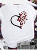 Heart Butterfly Print T Shirt Women Short Sleeve O Neck Loose Tshirt Summer Women Tee Shirt Tops Camisetas Mujer