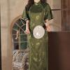 Темно-зеленое улучшенное женское летнее платье Cheongsam Temperament