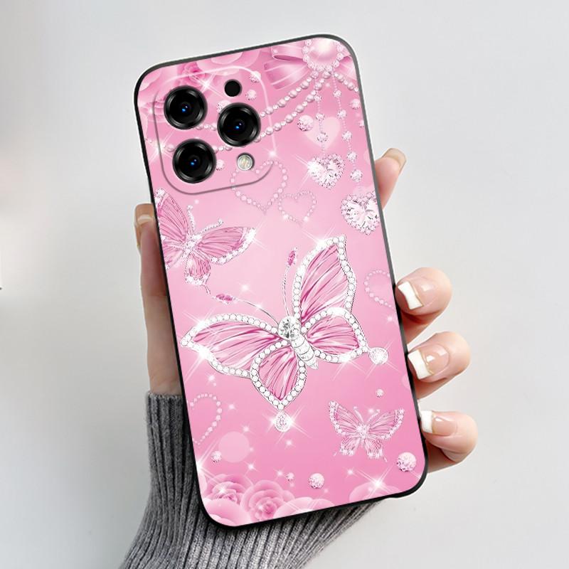 Печатный чехол для телефона DooGee N55/N55 Plus/N55 Pro Funda Capa Мягкий силикон Черный корпус Чехол Милый цветок Мультяшный корпус Coque