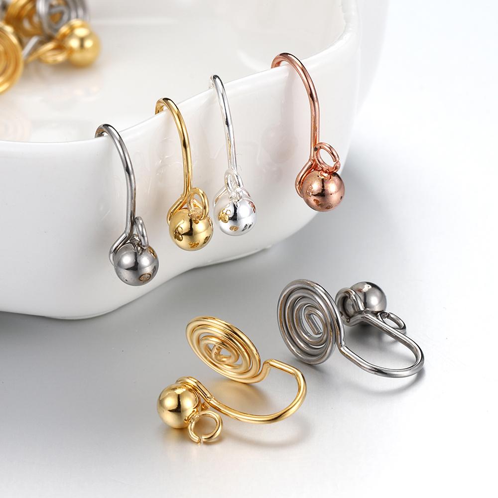 10pcs Stainless Steel Ear Clips Spiral Earrings Gold Silver Color Base for DIY Jewelry Making Components Mosquito Coil Earrings