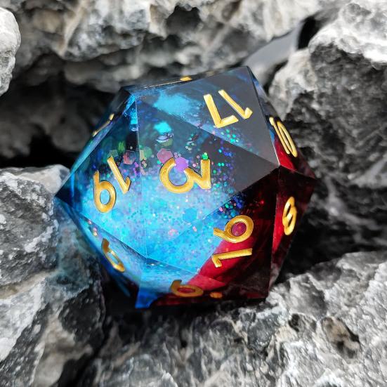 Игральные кости Liquid Core Resin Dice Sharp Edge 20-сторонние игральные кости золотисто-серебристого цвета с цифрами Многогранные игральные кости Quicksand Multi-sided D20 игральные кости для ролевой игры Реквизит для игральных костей
