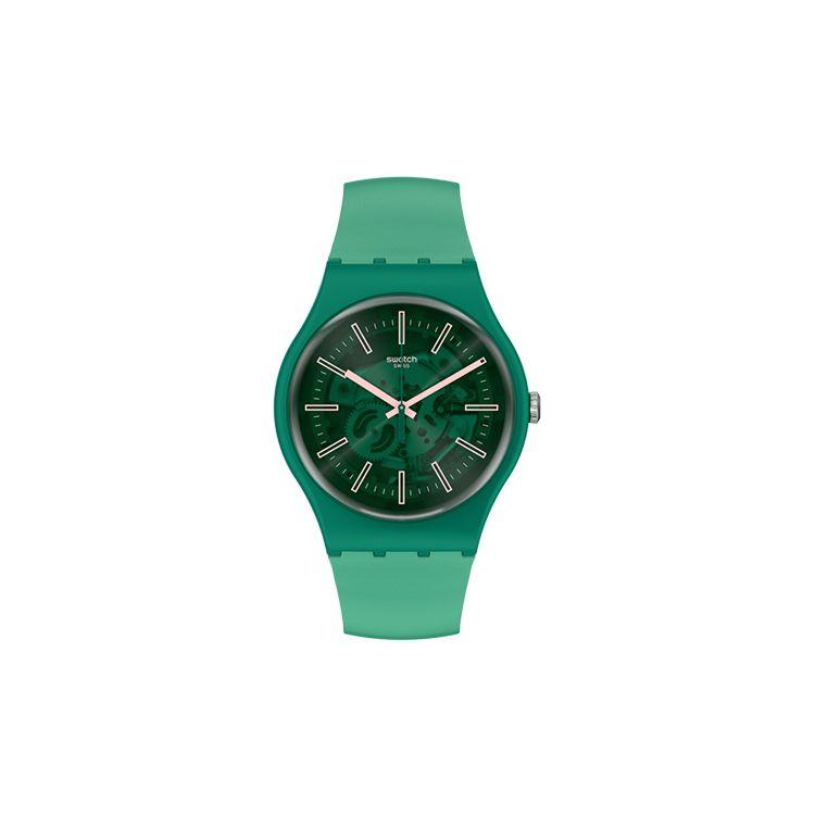 Swatch Серия ежемесячных новинок Кварцевый механизм Солнечный циферблат Трава Водонепроницаемые Унисекс Часы Зеленые SO29G100