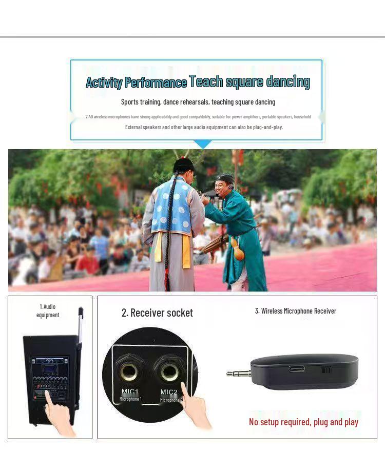 Universal 2.4G Wireless Microphone Headset & Amplifier for Teachers, Tour Guides, and Outdoor Use.