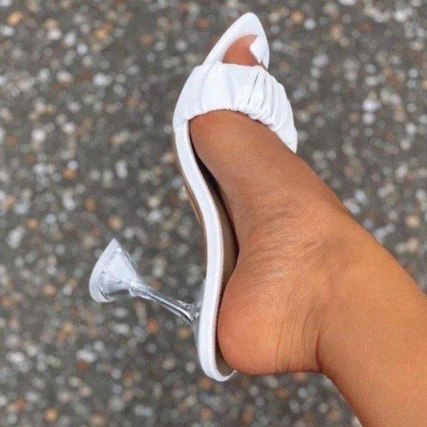 2024 летние модные туфли на высоком каблуке с квадратной головкой, одно слово, тонкий каблук, большой размер, классные тапочки, женская обувь