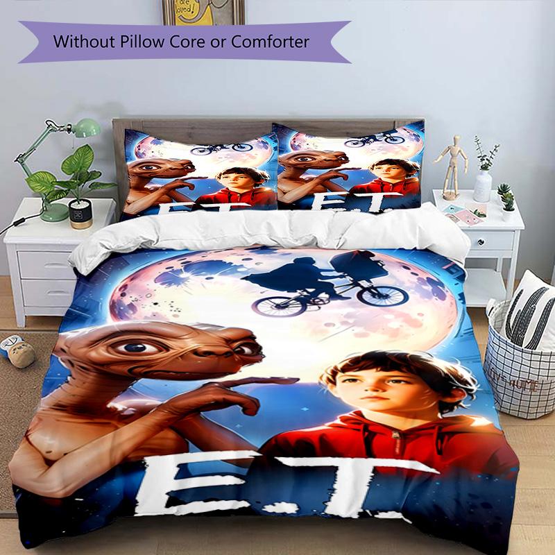 3pcs E-ET1 Design Cover Set - HD Printed Bedding with 1 Cover and 2 Pillowcases - Perfect for Home and Dorm Decor