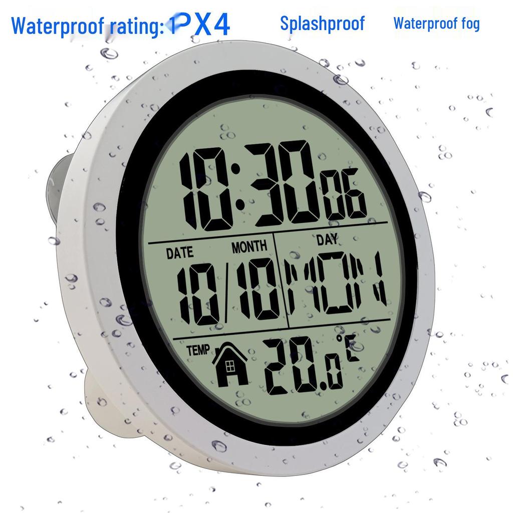 Punch-Free Self-Adhesive LCD Wall Clock: High-Definition Digital Display for Bathroom & Kitchen