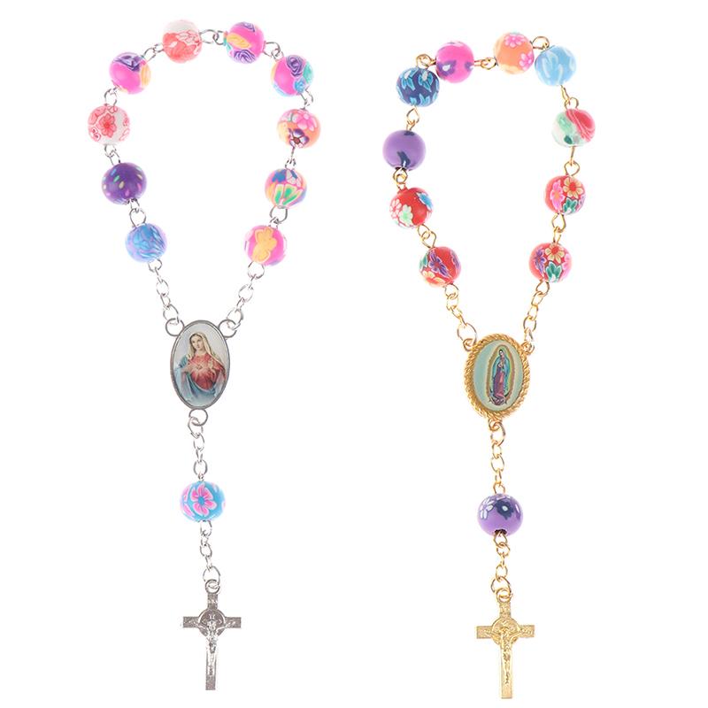 Браслет из четок с бисером Католическая подвеска Дева Мария Христианские религиозные украшения